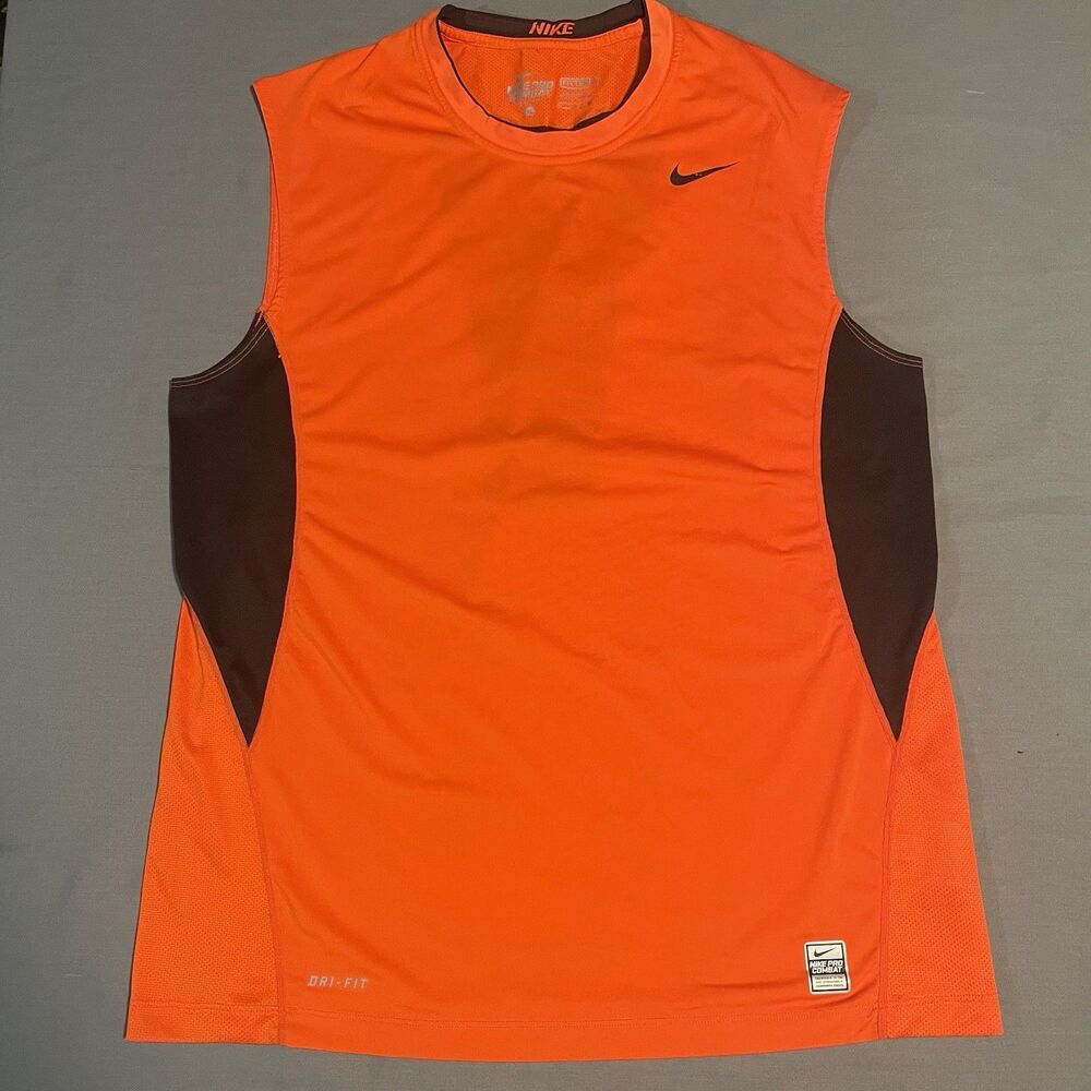 Nike Hypercool Tank Top Fitted Mens XL Orange Sleeveless Pro Combat Gym